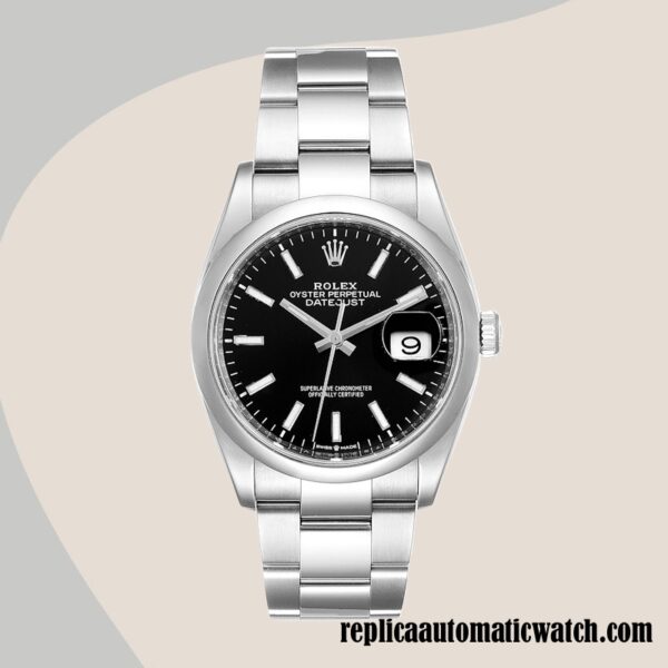 replica automatic Rolex Datejust m126200-0004 Men's Rolex Calibre 2836/2813 Black Dial Automatic - Image 2