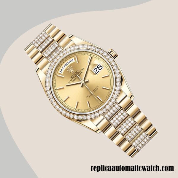replica automatic Rolex Day-Date Rolex Calibre 2836 Men's m128348rbr-0027 Champagne Dial - Image 3